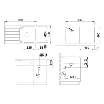 Inox sudopera BLANCO CLASSIMO 45 S IF 86×50